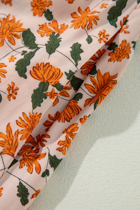 Floral Smocked Bust Bubble Sleeve Babydoll Mini Dress