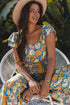 Floral Smocked Cut Out Ruffle Sleeve Wide Leg Jumpsuit