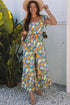 Floral Smocked Cut Out Ruffle Sleeve Wide Leg Jumpsuit