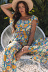 Floral Smocked Cut Out Ruffle Sleeve Wide Leg Jumpsuit