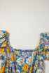 Floral Smocked Cut Out Ruffle Sleeve Wide Leg Jumpsuit