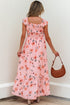 Floral Smocked High Waist Ruffle Hem Maxi Dress