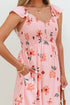 Floral Smocked High Waist Ruffle Hem Maxi Dress