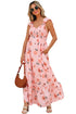 Floral Smocked High Waist Ruffle Hem Maxi Dress