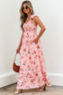 Floral Smocked High Waist Ruffle Hem Maxi Dress