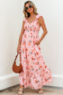 Floral Smocked High Waist Ruffle Hem Maxi Dress