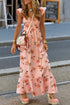 Floral Smocked High Waist Ruffle Hem Maxi Dress