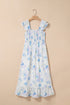 Floral Smocked High Waist Ruffle Tiered Sleeveless Maxi Dress