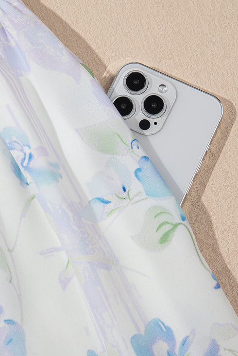 Floral Smocked High Waist Ruffle Tiered Sleeveless Maxi Dress