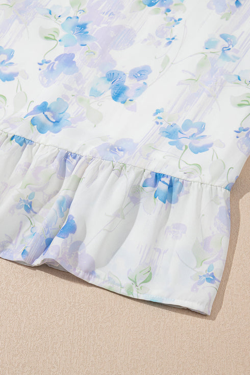 Floral Smocked High Waist Ruffle Tiered Sleeveless Maxi Dress