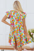 Floral Smocked Notch V Neck Flutter Sleeve Mini Dress