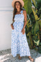 Floral Smocked Tied Straps A Line Maxi Dress
