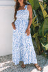 Floral Smocked Tied Straps A Line Maxi Dress