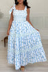 Floral Smocked Tied Straps A Line Maxi Dress