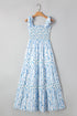 Floral Smocked Tied Straps A Line Maxi Dress
