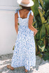 Floral Smocked Tied Straps A Line Maxi Dress