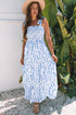Floral Smocked Tied Straps A Line Maxi Dress