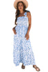 Floral Smocked Tied Straps A Line Maxi Dress