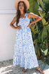 Floral Smocked Tied Straps A Line Maxi Dress