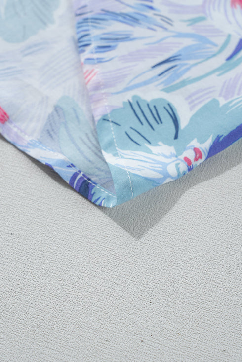 Floral Spaghetti Strap Surplice Neck Shirred Waist Mini Dress