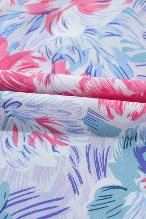 Floral Spaghetti Strap Surplice Neck Shirred Waist Mini Dress