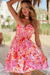 Floral Spaghetti Strap Surplice Neck Shirred Waist Mini Dress