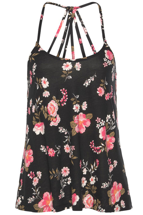 Floral Spaghetti Straps Strappy Back Tank Top