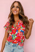 Floral Split Neck Top