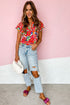 Floral Split Neck Top