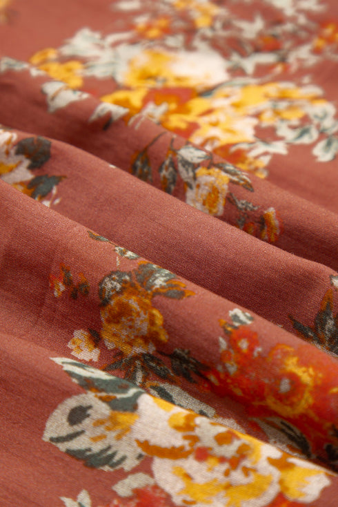 Floral Square Neck Puff Sleeve Open Back Mini Dress