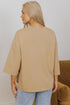 Floral Star Patchwork Cotton Blend Three Quarter Sleeve Top