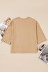 Floral Star Patchwork Cotton Blend Three Quarter Sleeve Top