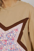 Floral Star Patchwork Cotton Blend Three Quarter Sleeve Top