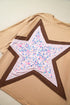 Floral Star Patchwork Cotton Blend Three Quarter Sleeve Top