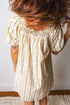 Floral Stripe Patchwork Square Neck Lace Trim Bow Dress