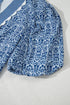 Floral Stripe Print Ric Rac Trim Puff Sleeve Blouse