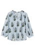 Floral Stripe Print Tie Neck Long Sleeve Blouse