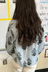 Floral Stripe Print Tie Neck Long Sleeve Blouse
