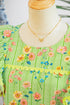 Floral Stripe Rick Rack Scallop Trim Ruffle Sleeve Blouse