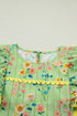 Floral Stripe Rick Rack Scallop Trim Ruffle Sleeve Blouse