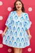 Floral Striped Bubble Short Sleeve A Line Mini Dress