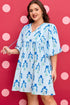 Floral Striped Bubble Short Sleeve A Line Mini Dress