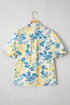 Floral Striped Mixed Print Puff Sleeve Woven Blouse