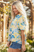 Floral Striped Mixed Print Puff Sleeve Woven Blouse