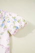 Floral Striped Patchwork Puff Sleeve Tie Neck Mini Dress