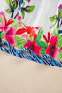 Floral Striped Patchwork Split Neck Short Sleeve Blouse