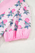 Floral Striped Patchwork V Neck Ruffle Hem Blouse