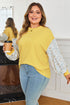 Floral Striped Print Patchwork Loose Long Sleeve Top