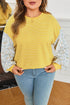 Floral Striped Print Patchwork Loose Long Sleeve Top