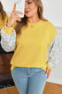 Floral Striped Print Patchwork Loose Long Sleeve Top